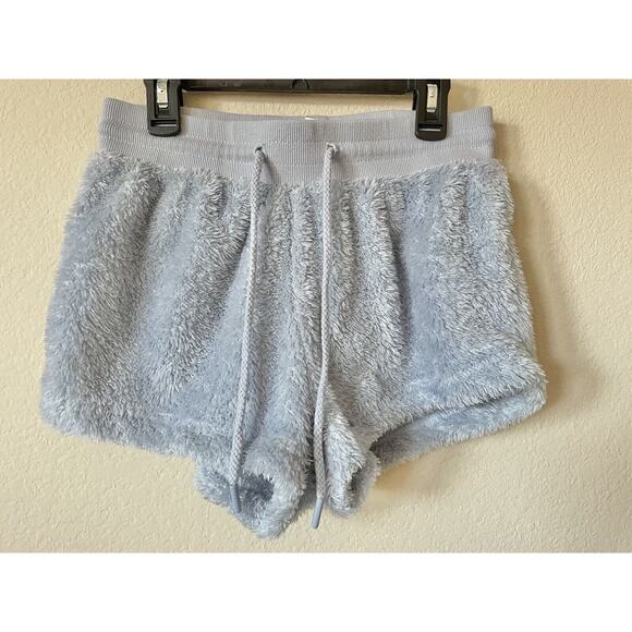 Forever 21 Blue Cloud Plush Drawstring Lounge Hoodie Shorts 2 Piece Set Size S - Picture 4 of 6